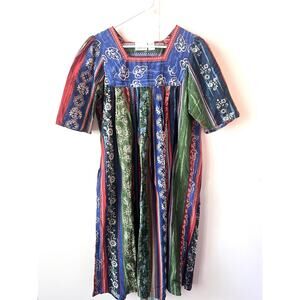 The Vermont Country Store House Dress Size S Small Mumu Blue Floral Square Neck